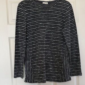 J. Jill Black and Gray Striped Long Sleeve Top